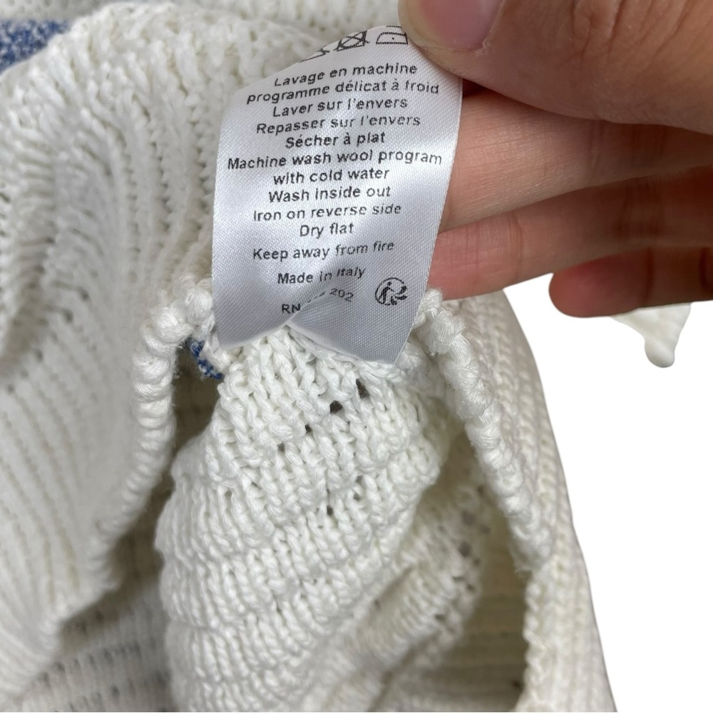 Zadig & Voltaire Women Knit Sweater Bea Openwork Striped White Cropped Size XS - Picture 12 of 15